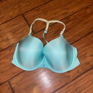 Victoria’s Secret 36DD Turquoise Blue Bra Front Closure Lightly Lined Cups